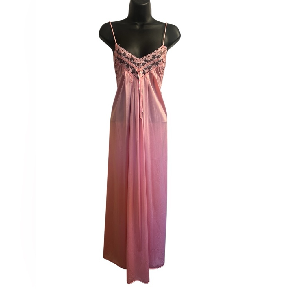 Vintage Barbizon Elegant Cotton Candy Pink Lace Trim Nightgown Set Sz Small - Picture 4 of 8